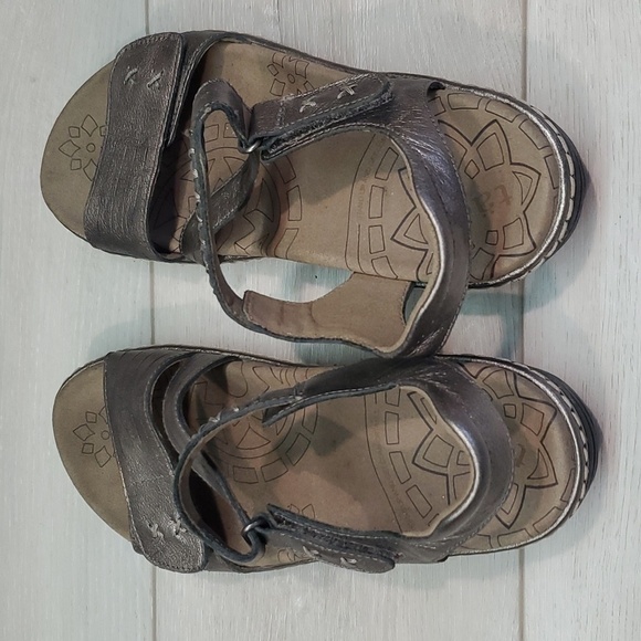 Taos Womens Zenith Pewter Hook&loop Comfort Wedge Sandals shoes sz 7 - Picture 8 of 14